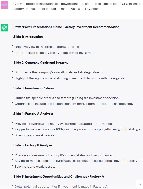 ChatGPT prompt to make the outline of a powerpoint presentation ChatGPT prompt to make the outline of a powerpoint presentation