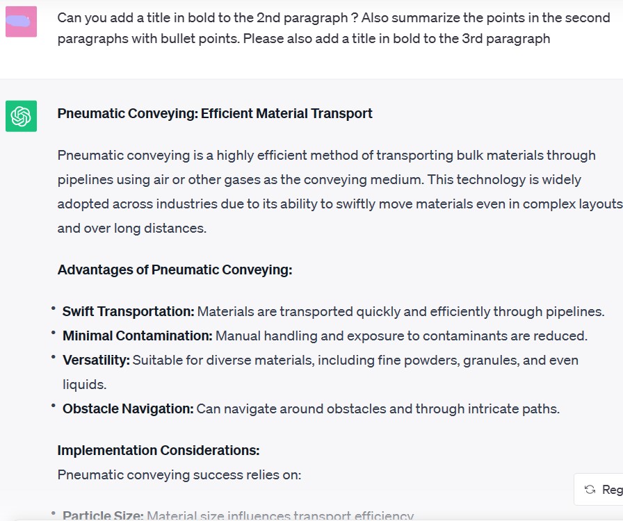 ChatGPT prompt for text formating
