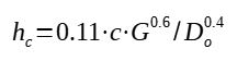 Calculation of heat transfer coefficient by convection (with wind)