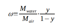 Calculation of air absolute humidity from molar ratio of water in air